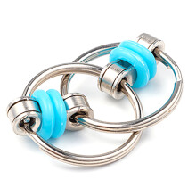 (Light Blue) Fidget Metal Chain Ring Finger Spinner Stress Relief For Autism ADHD Sensory Toys