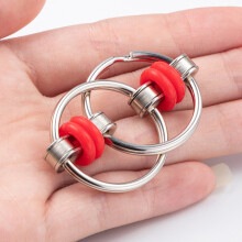 (Yellow) Fidget Metal Chain Ring Finger Spinner Stress Relief For Autism ADHD Sensory Toys