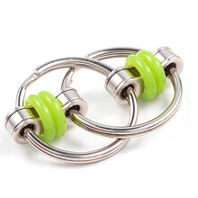 (Green) Fidget Metal Chain Ring Finger Spinner Stress Relief For Autism ADHD Sensory Toys