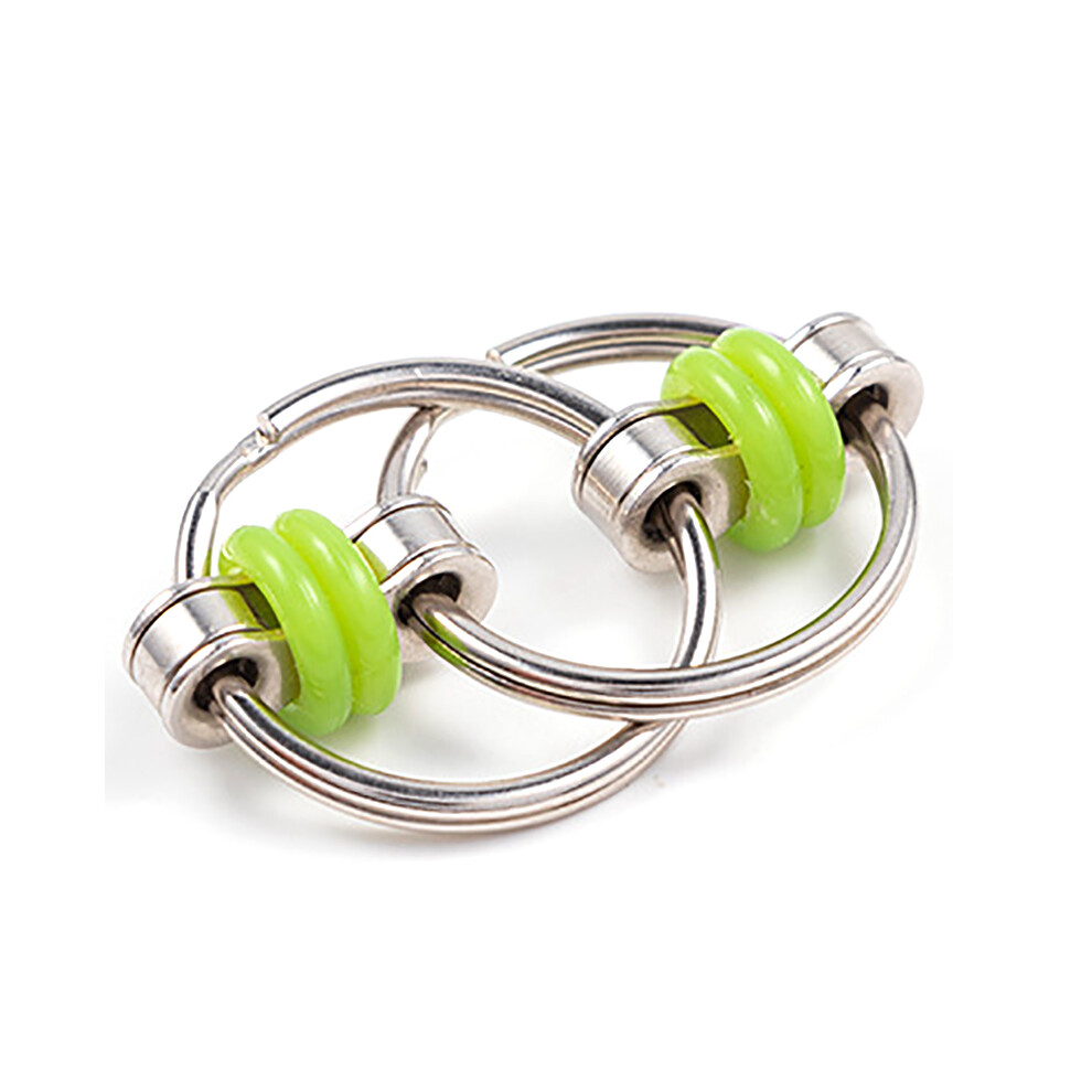 (Green) Fidget Metal Chain Ring Finger Spinner Stress Relief For Autism ADHD Sensory Toys