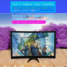 Mobile Cell Phone 12" 3D Curved Screen Magnifier for Movies Videos and Gaming with Foldable Stand