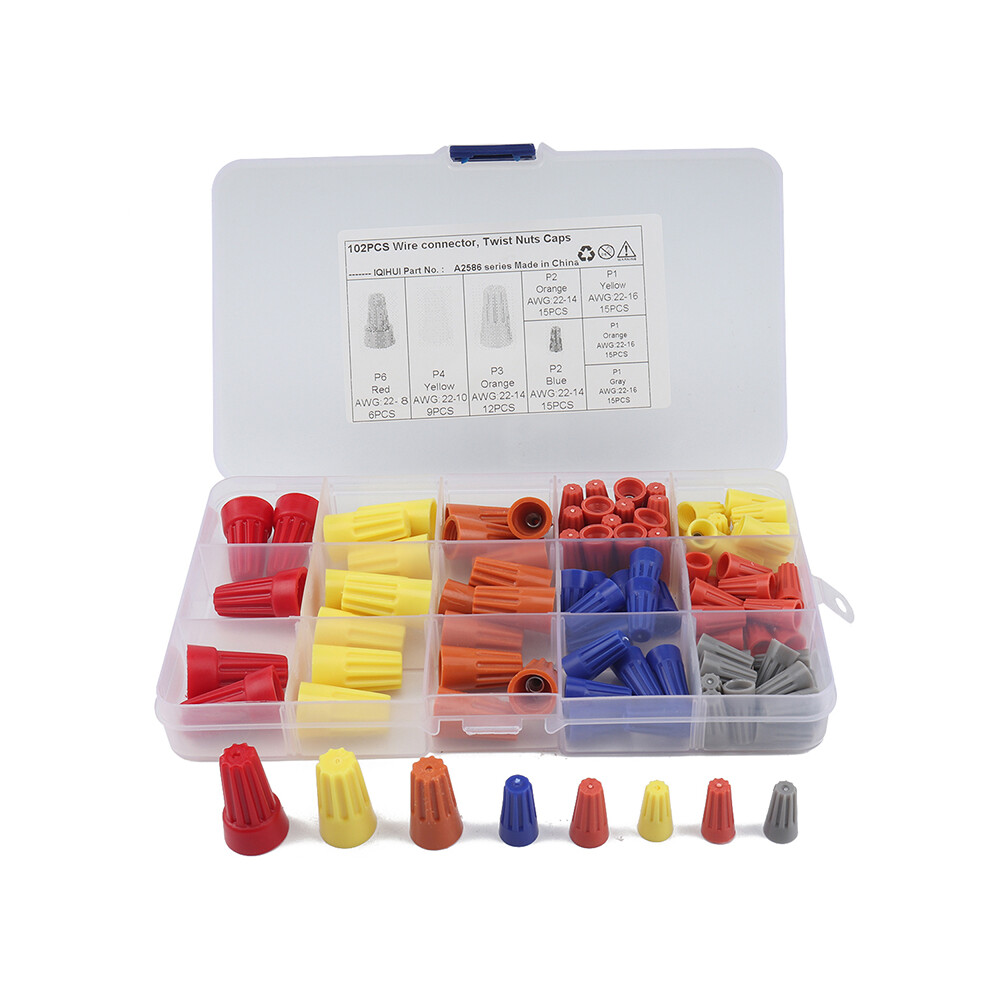 102Pcs Spade Terminals Twist-On Electrical Wire Connectors Assortment Kit 320997721321