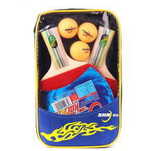 (Short handle) Indoor Outdoor Table Tennis Racket Paddle Set with Ping Pong Balls Carrying Bag