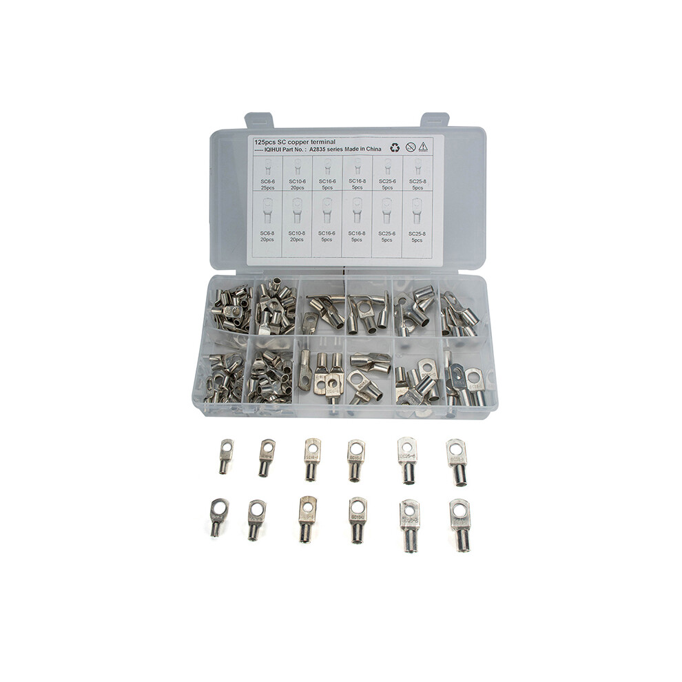 125Pcs Tinned Copper Terminals Cable Lugs Battery Sc Ring Connectors Assortment Kit 320997721383