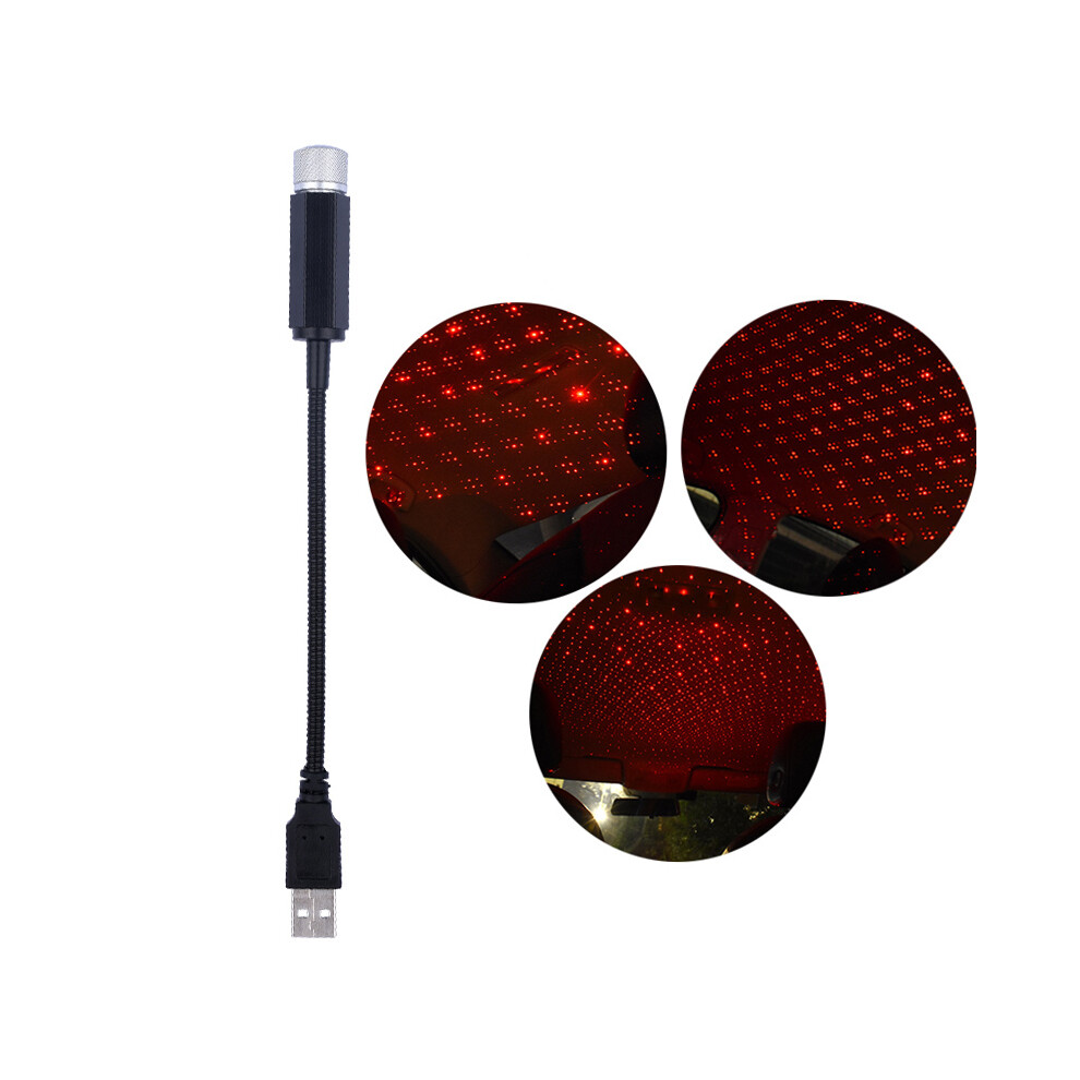 (Red) Car Usb Starry Sky Ceiling Lamp Adjustable Romantic Atmosphere Night Lights Red 123643810727