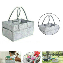 Portable Baby Diaper Organizer Felt Kids Nappy Storage Bag Carrier Grey