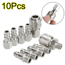 10PCs 1/4 BSP Euro Air Line Hose Compressor Fitting Connector Quick Release