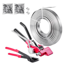 Stahlband-Zurrset-Duoku-Robustes Handwerkzeug-60 m Band-200 Metallbefestigungen