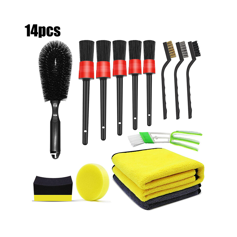 (14Pcs/Set) Car Detailing Brush Wash Auto Detailing Cleaning Kit Engine For Wheel Clean Set 320997723196