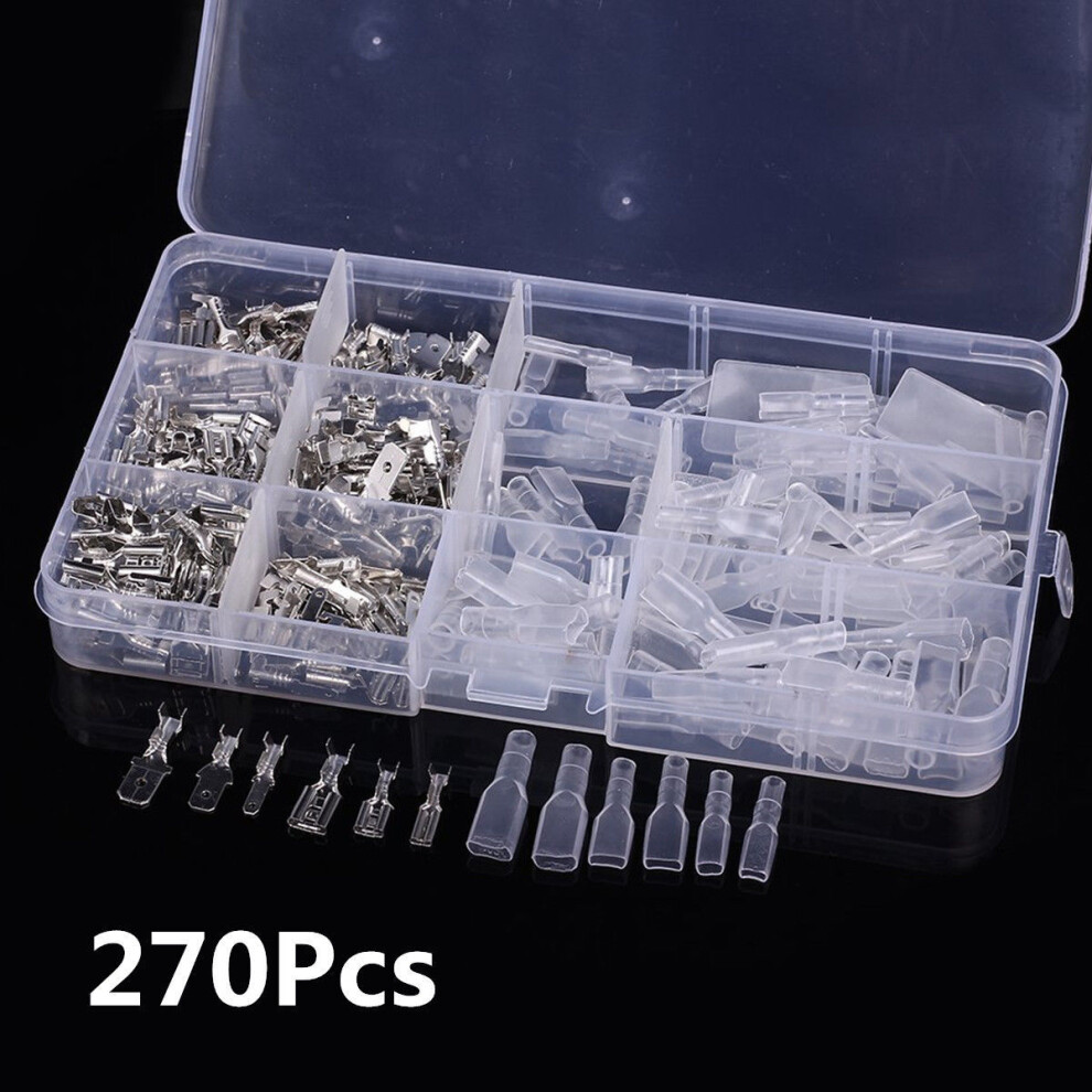 270Pcs Female & Male Terminals Wire Crimp Connectors Spade Set 2.8Mm 4.8Mm 6.3Mm 320997724155