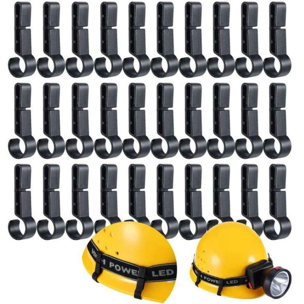 Durable Plastic Helmet Clips Headlamp Hard Hat Safety Cap Hook Black Pack Of 10 320997724315
