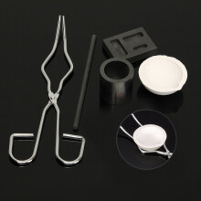 5PCS Gold Silver Graphite Crucible Dish Tong Borax Stirring Rod Melting Mold Kit