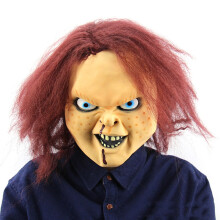 Horror 3D Halloween Latex Mask Props Ghost Baby Doll Latex Headgear With Hair