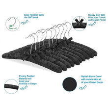 10 Pieces Of Women's Satin Padded Hangers, Non-Slip Thick Foam Black Hangers, Suitable for Coats, Shirts, Sweaters