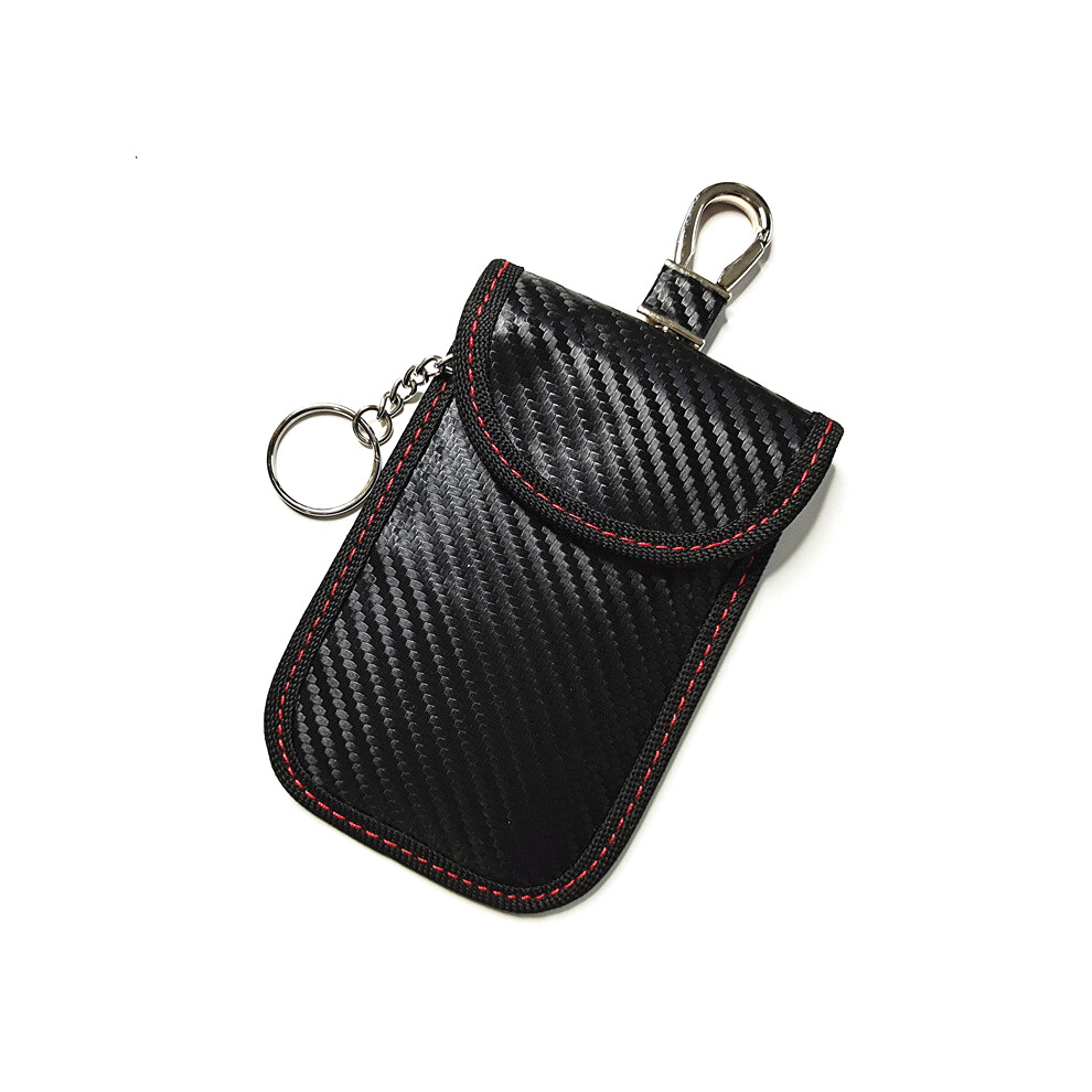 (Red) Double-Layer Rfid Signal Shielding Anti-Radiation Car Remote Control Key Cover Pouch Red 320997729327
