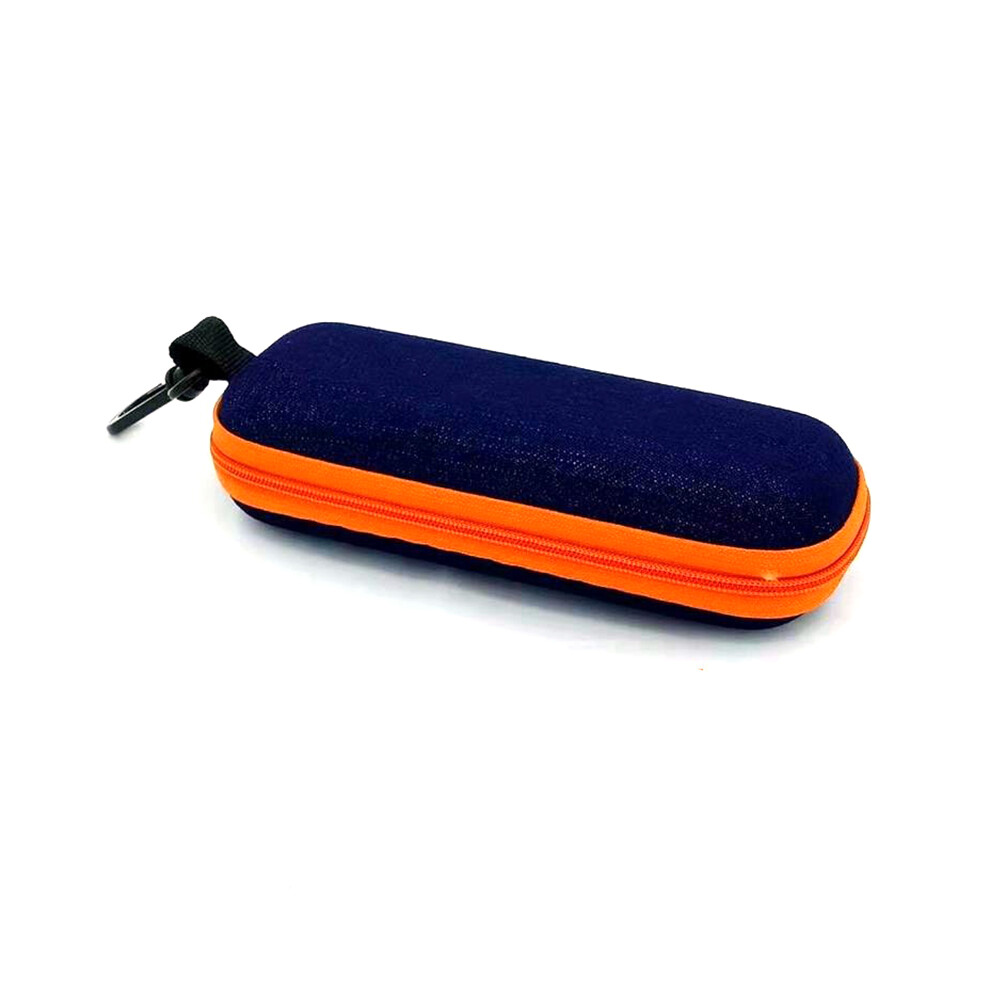 (Orange) Portable Rectangular Zipper Eye Glasses Sunglasses Hard Case Storage Box Holder