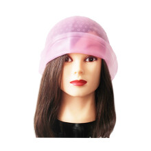 (Pink) Reusable Silicone Hair Coloring Highlighting Dyeing Cap with Metal Hook Hairdressing Tools