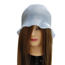 (Blue) Reusable Silicone Hair Coloring Highlighting Dyeing Cap with Metal Hook Hairdressing Tools