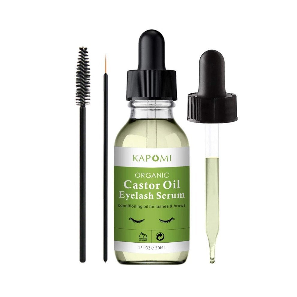 (20ML) Pure Organic Castor Oil for Eyelashes 1 Ounce Eyelash Serum Natural Cold Pressed Hexane-Free with Brush