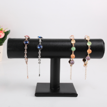 (Black PU leather) Velvet/PU Leather Bracelet Bangle Display Stand Pendants Anklet Tower Jewelry Organizer T-Bar Rack