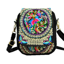 Handmade Ethnic Style Clamshell Embroidered Mobile Phone Bag Mini Coin Purse