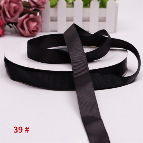 (black) 91M Bright Solid Color Threaded Reel Grosgrain Ribbon DIY 10mm Width Universal