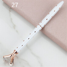(white rose gold dots) Big Rhinestone Metal Ballpoint Pen Student Innovative Writing Stationery