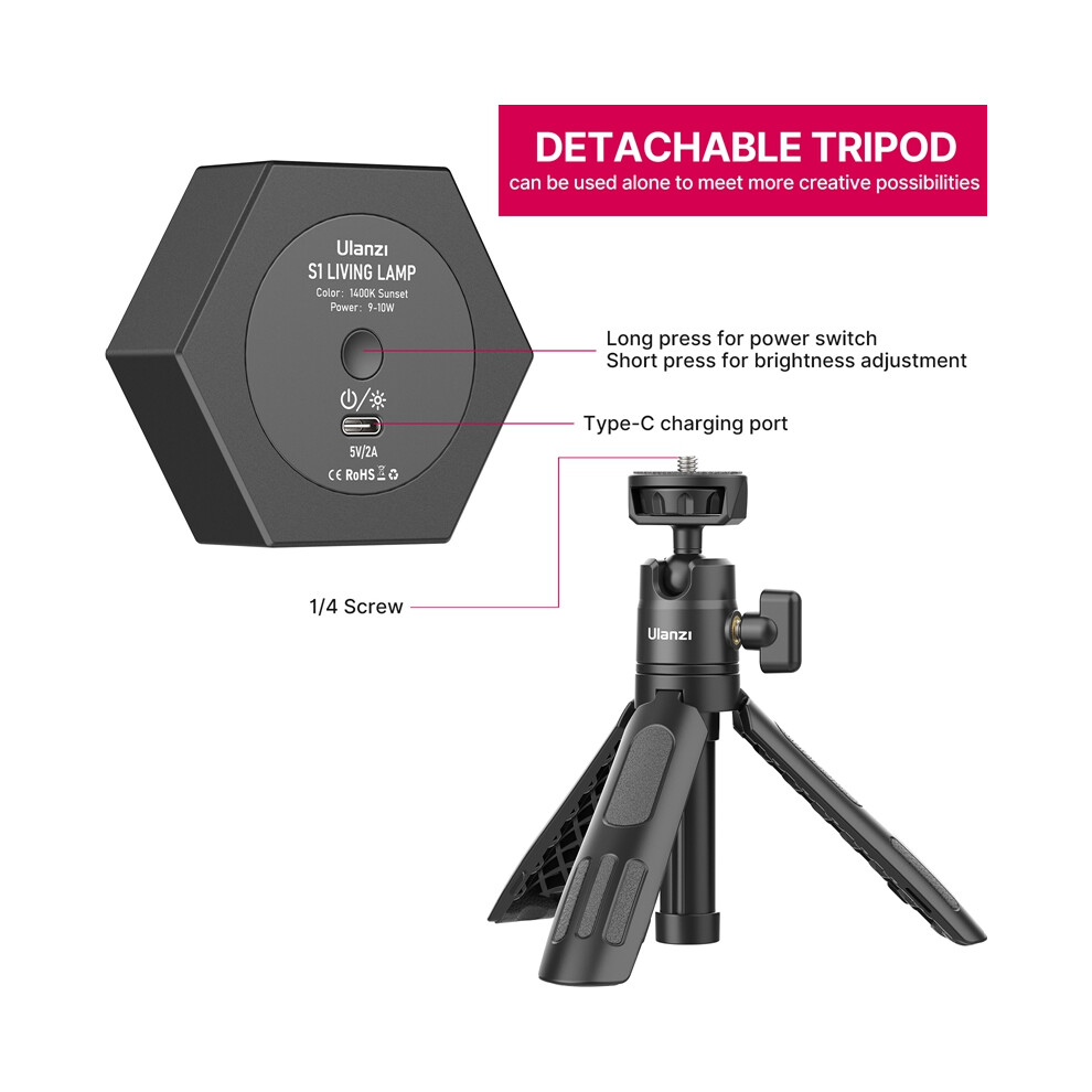 Ulanzi S1 Creative Atmosphere Sunset Projector Portable Fill Single Lamp Light 320997740193