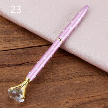 (light purple white dots) Big Rhinestone Metal Ballpoint Pen Student Innovative Writing Stationery