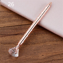 (rose gold white dots) Big Rhinestone Metal Ballpoint Pen Student Innovative Writing Stationery