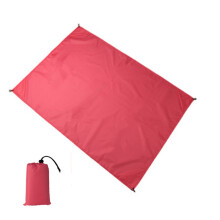 (rose red, 1.4m * 1.5m) Portable Pocket Picnic Mat Lightweight Waterproof Mini Folding Outdoor Beach Mat