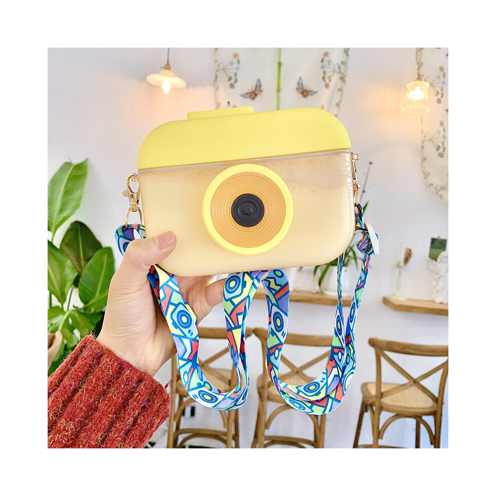 (Purple) Cute 400Ml Camera Kettle Creative Children Water Bottle With Straw Outdoor Cup Purple 123643825714