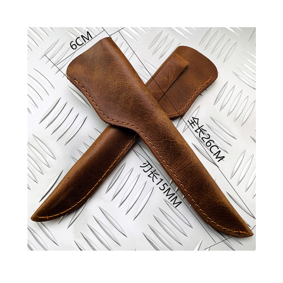 Portable Straight Knife Scabbard Sheath Protector Cover Crazy Horse Leather Case Brown 320997744573
