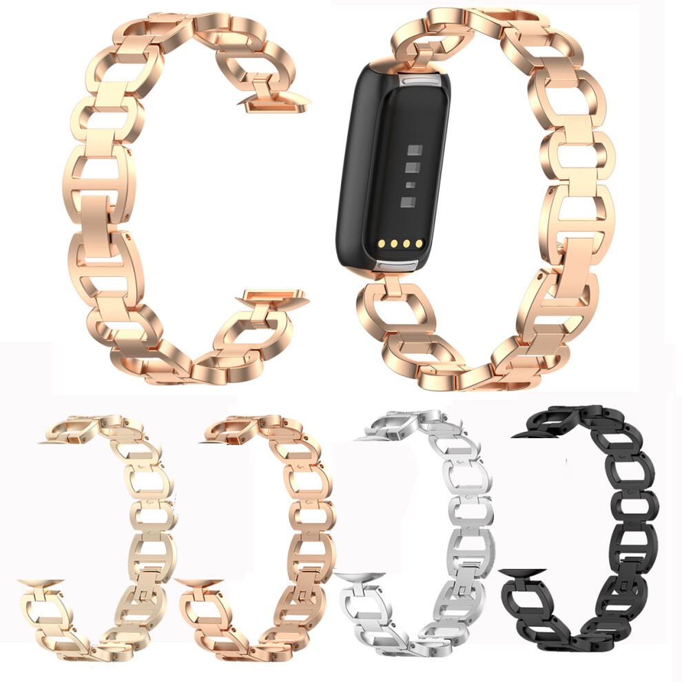 Gold (Champagne ) Stainless Steel Wristband Replacement Band Watch Strap Bracelet For Fitbit Luxe