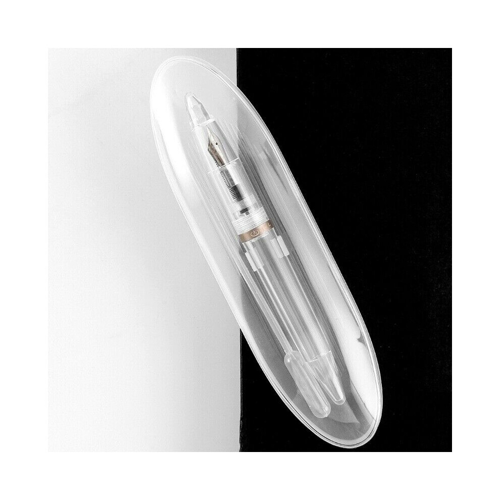 (Grey) Transparent Clear Eyedropper Fountain Pen Super Fine Nib 0.5Mm Writting Pen Grey 320997748588