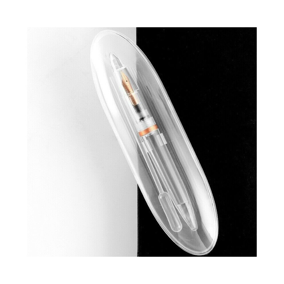 (Rose ) Transparent Clear Eyedropper Fountain Pen Super Fine Nib 0.5Mm Writting Pen Gold 320997748601
