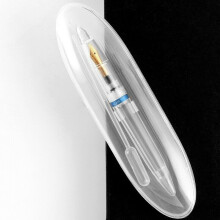 (Blue) Transparent Clear Eyedropper Fountain Pen Super Fine Nib 0.5MM Writting Pen