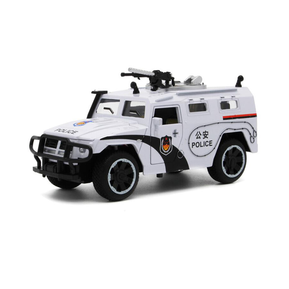 (White) 1:32 Automobile Alloy Car Model Children Toy Simulated Police Car With Lights White 320997749141
