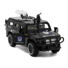 (Black) 1:32 Automobile Alloy Car Model Children Toy Simulated Police Car with Lights