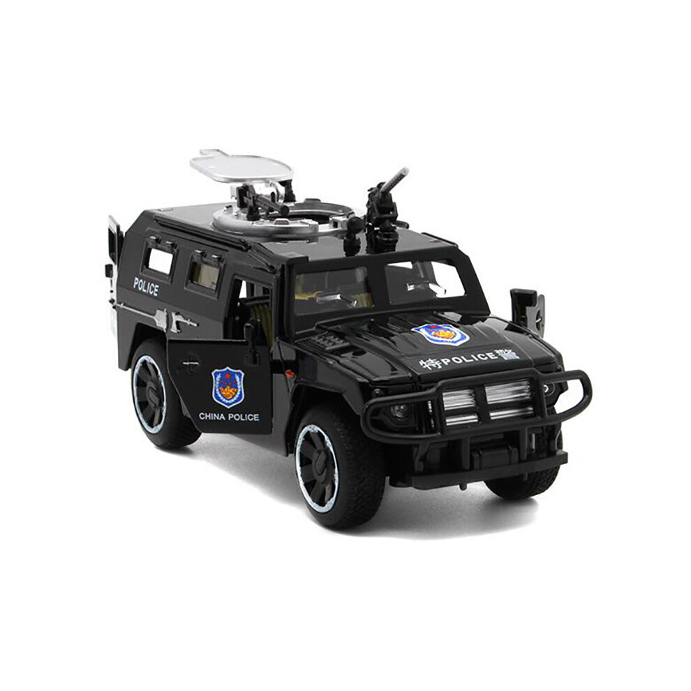 (Black) 1:32 Automobile Alloy Car Model Children Toy Simulated Police Car With Lights Black 320997749134