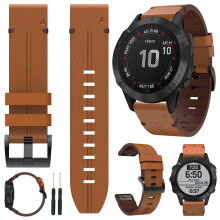For Garmin Fenix 5 Fenix 6 Pro Genuine Quick Release Leather Watch Bracelet Band Strap
