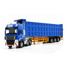 (Blue) High Simulation 1: 50 Engineering Container Truck Semi-trailer Dump Truck Metal Alloy