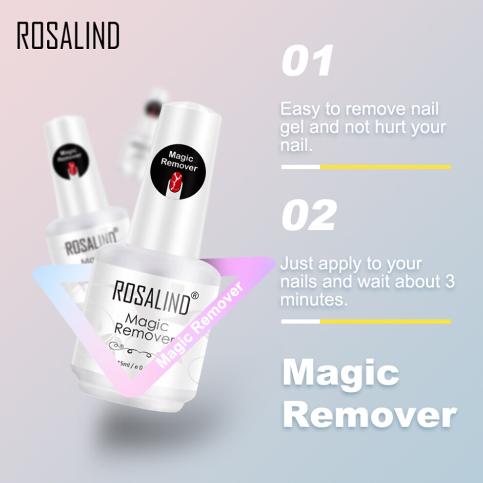 ROSALIND 15ML Nail Polish Magic Remover Degreaser UV Gel Manicure Cleanser