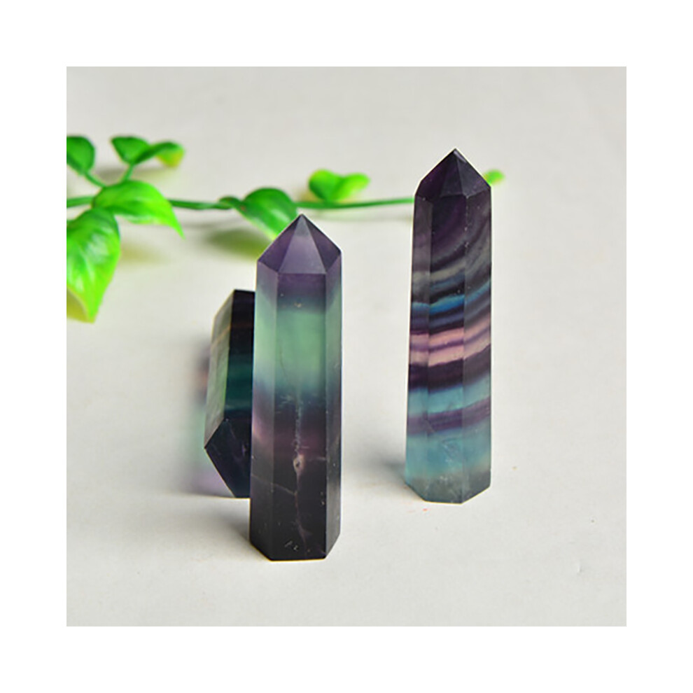 Green Natural Fluorite Quartz Crystal Point Healing Rock Stone Wand