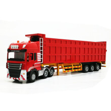 (Red) High Simulation 1: 50 Engineering Container Truck Semi-trailer Dump Truck Metal Alloy
