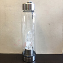 (Clean Quartz) Natural Crystal Point Healing Obelisk Wand Elixir Quartz Crystal Water Bottle