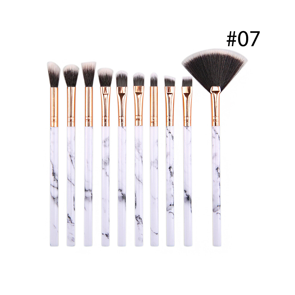 (#07) 10PCS Marbled Eyeshadow Make up Brushes Eyebrow Eyeliner Lip Applicator Beauty Tool