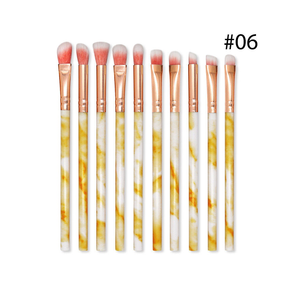 (#06) 10PCS Marbled Eyeshadow Make up Brushes Eyebrow Eyeliner Lip Applicator Beauty Tool