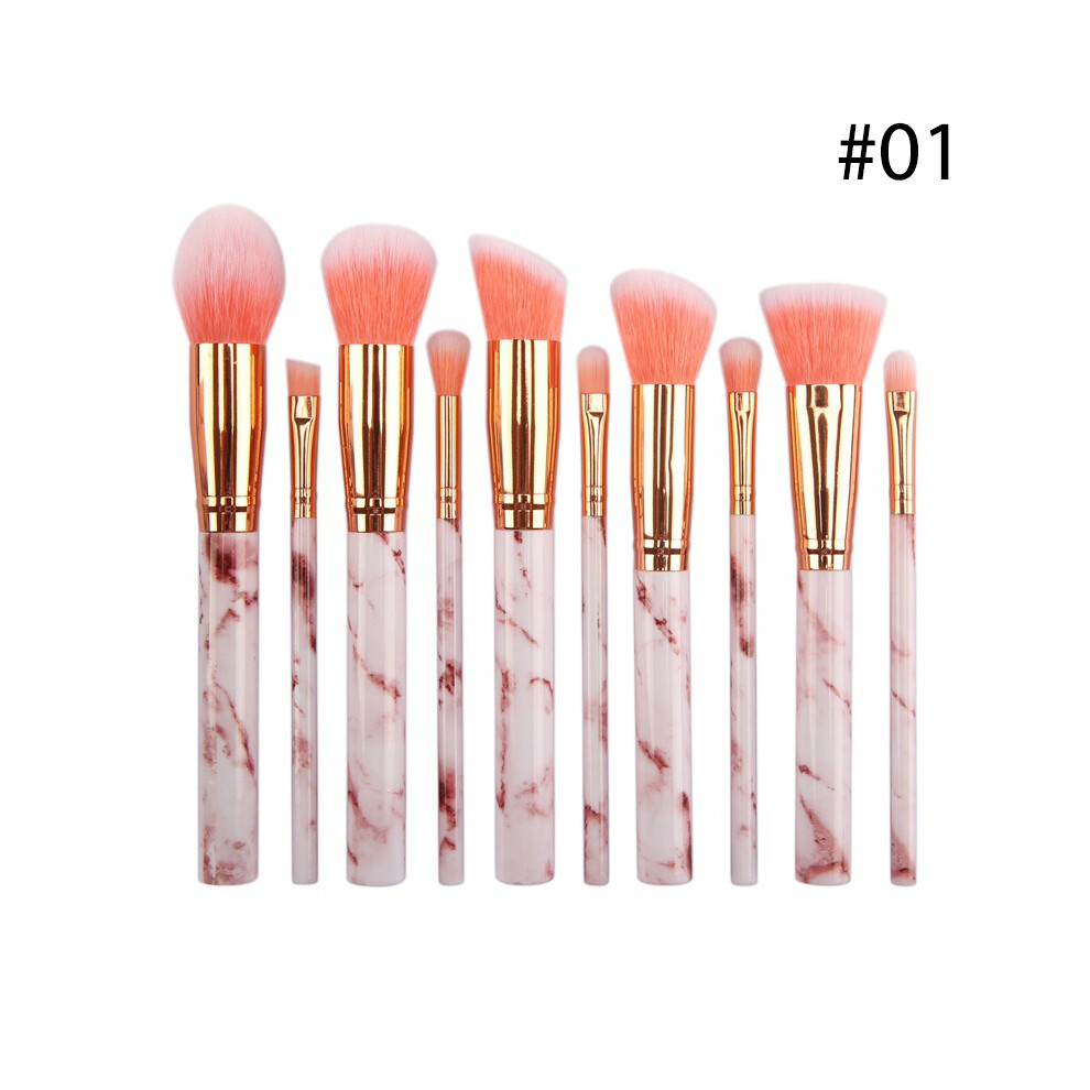 (#01) 10PCS Marbled Eyeshadow Make up Brushes Eyebrow Eyeliner Lip Applicator Beauty Tool