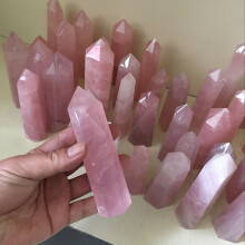 40-50mm Natural Rock Pink Rose Quartz Crystal Wand Point Healing Mineral Stone